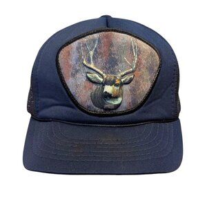 Vintage Deer Stag 3D Trucker Hat Snapback Hunting Forest 3-Dimension